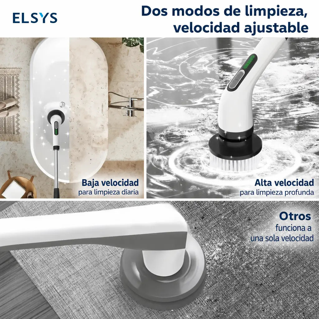 Cepillo eléctrico giratorio 7 en 1 inalámbrico con doble velocidad para limpiar baños, pisos, tinas, tapetes y techos en casa fácilmente