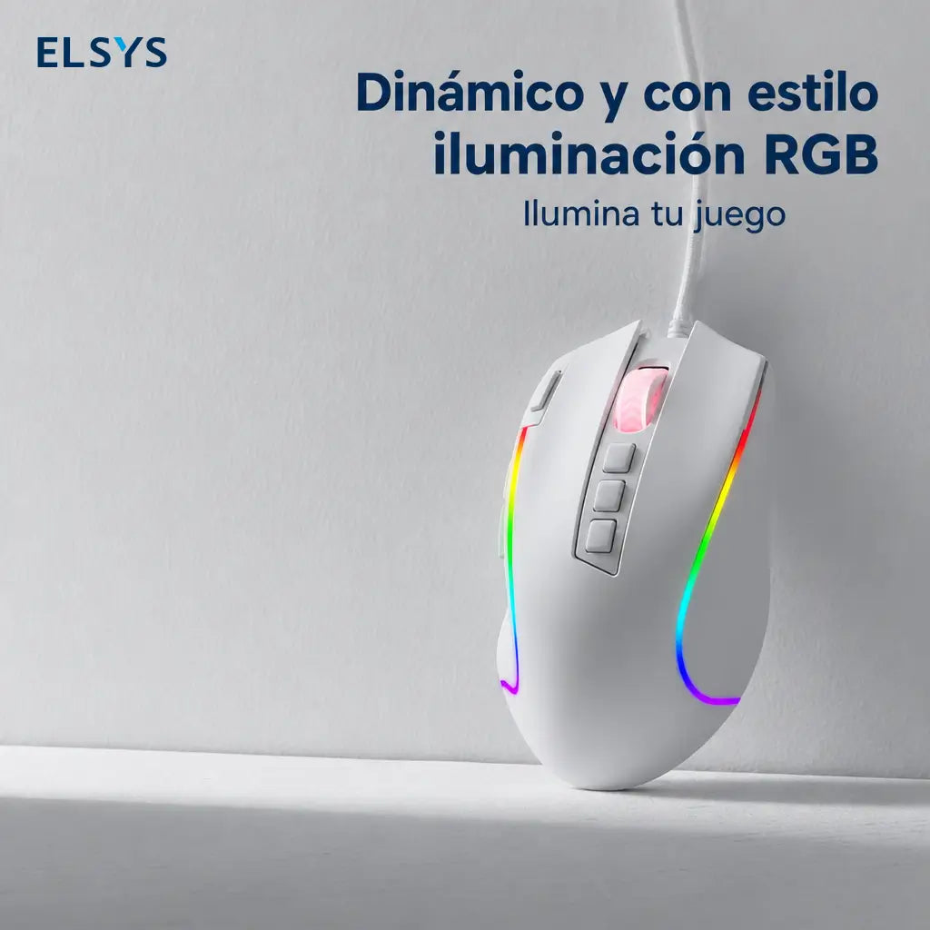 Mouse gamer alámbrico óptico de 8000 DPI con 11 botones programables y RGB para partidas precisas en computadora y trabajo diario