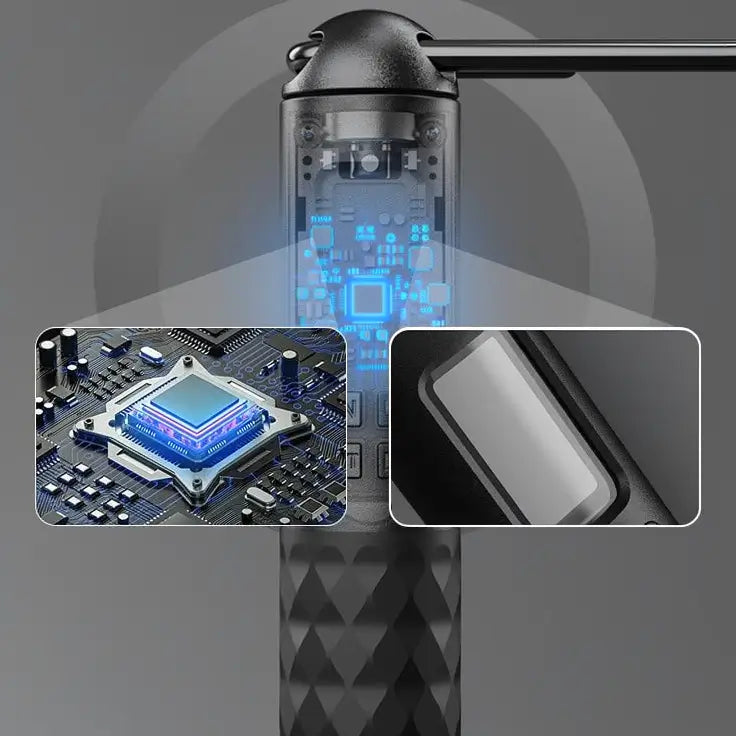 Cuerda para Saltar Inalámbrica Magnética con Bola de Gravedad, Cuerda Digital Ajustable con Contador de Calorías LED y Mango Antideslizante