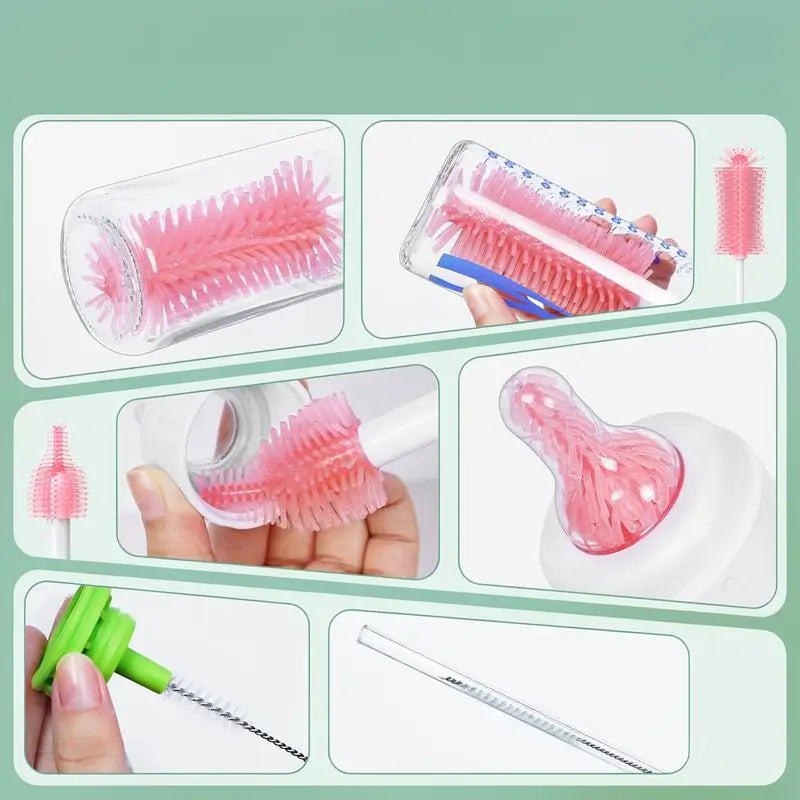Kit de Cepillo Eléctrico para Biberones, Limpiador Portátil con Batería AA e Impermeable IPX7, con Cepillos de Silicona para Mamilas y Popotes, Ideal para Viajes y Recién Nacidos