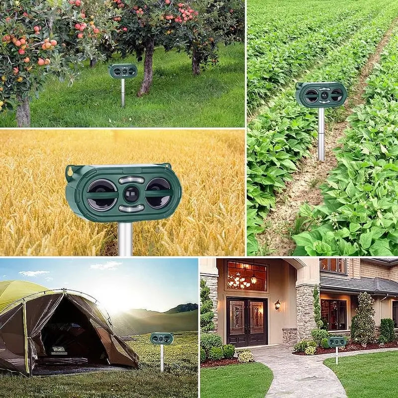 Repelente Solar para Animales, Ahuyentador Ultrasónico de Venados, Dispositivo Impermeable para Control de Plagas en Granjas y Huertos