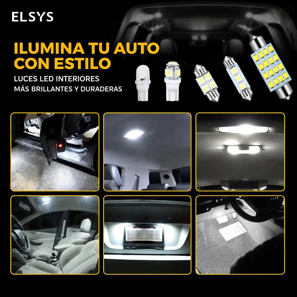Kit de 42 focos LED blancos 12V para interior de auto y camioneta, luz de techo, mapa, cabina y cajuela, instalación fácil