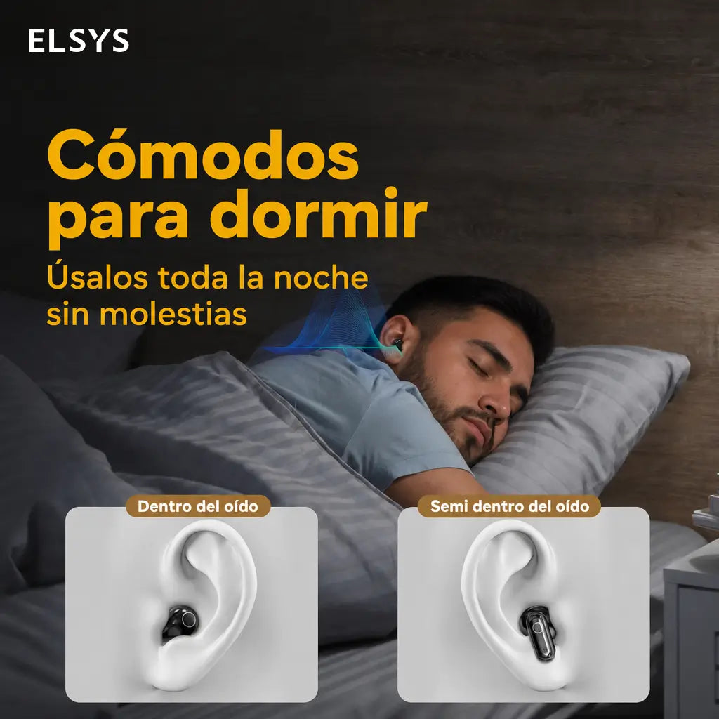 Audífonos Bluetooth 5.4 invisibles con micrófono y estuche compacto para dormir, trabajar, hacer ejercicio con control táctil y resistencia IPX5