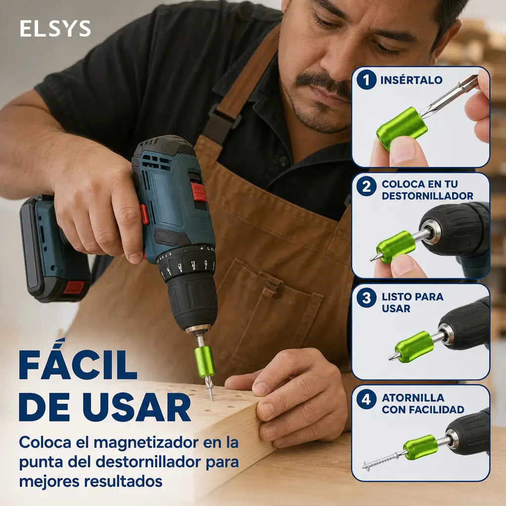 Anillo magnético para puntas hexagonales 1/4 pulg / 6.35 mm, sujeta tornillos para taladro en casa, taller y auto con mejor control en espacios reducidos