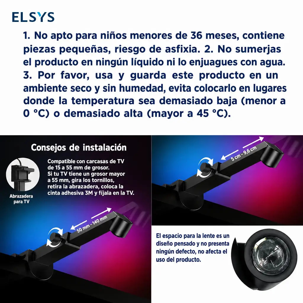 Tira de luces LED RGB para TV 55 a 65 pulgadas con sincronización de pantalla y música para cine en casa y gaming envolvente