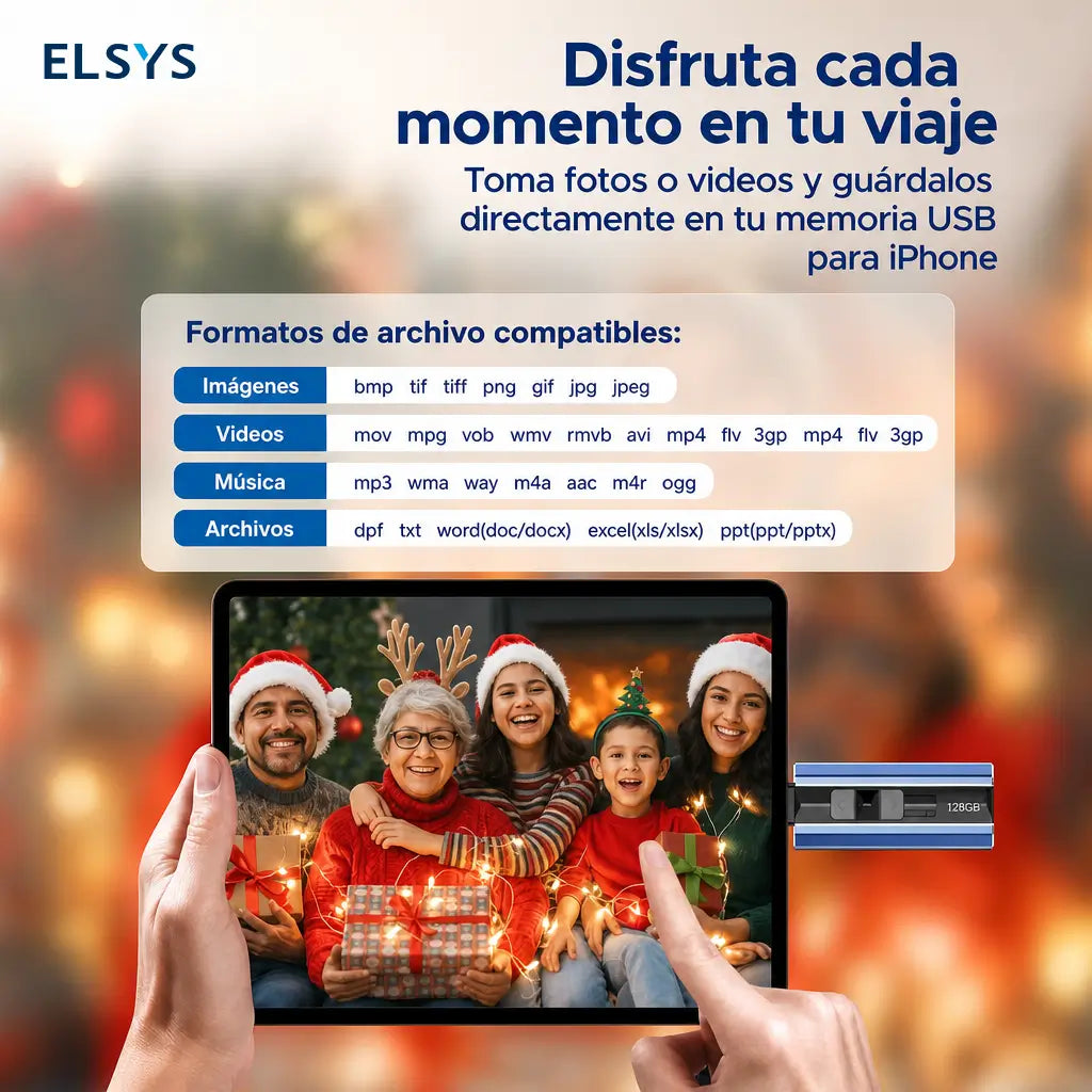 Memoria externa 512GB plug and play para iPhone, iPad, Android y computadora, guarda fotos, videos y documentos sin instalar aplicaciones