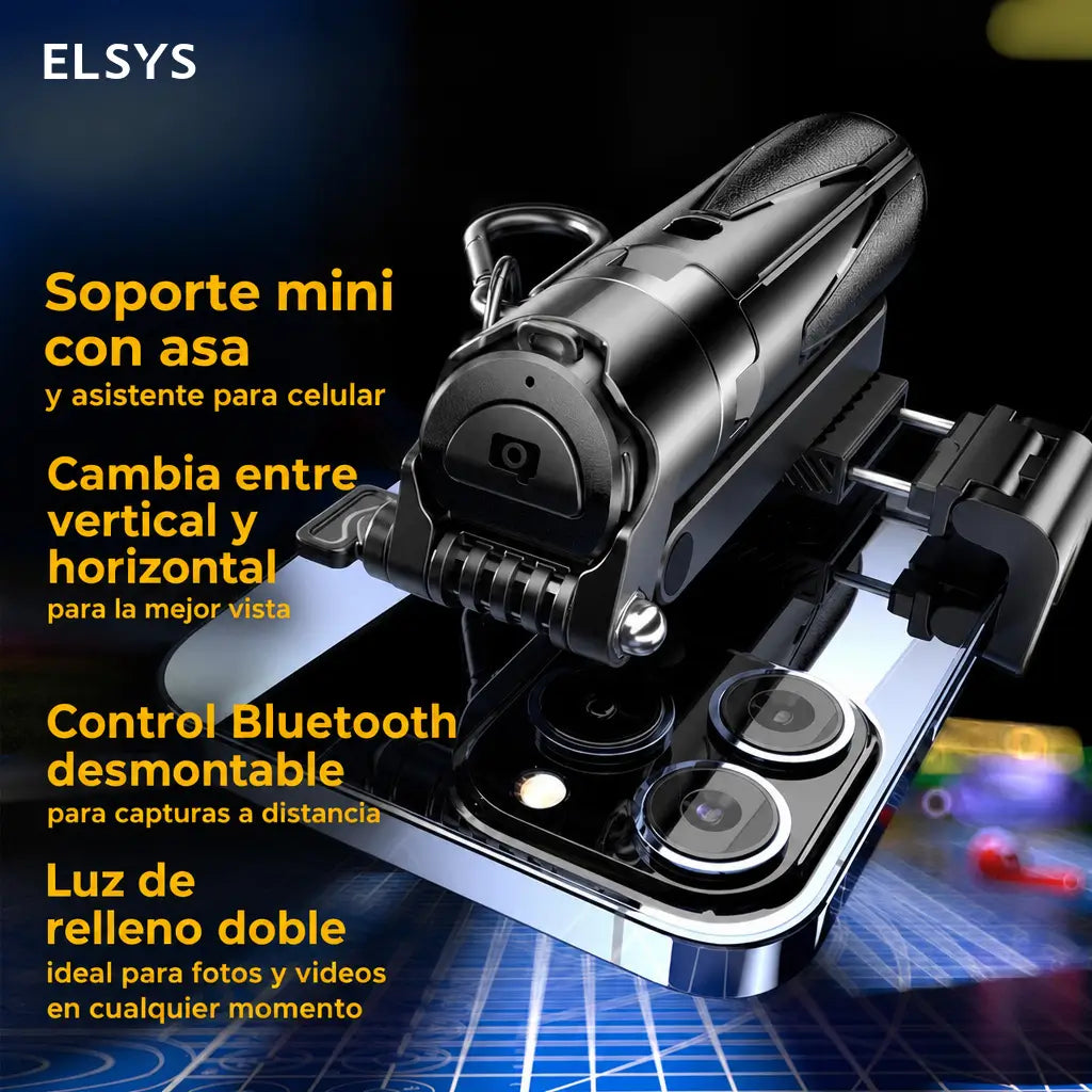 Tripié selfie 3 en 1 mini con control Bluetooth 5.2 desmontable para vlogs, fotos grupales y lives con celular iPhone y Android