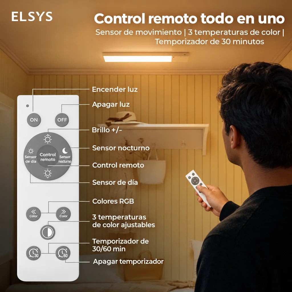 Lámpara de techo LED con sensor y control remoto