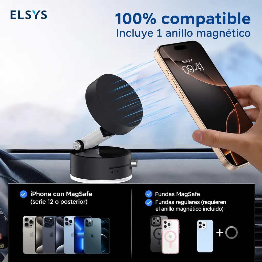 Base magnética de doble succión para celular, portátil y retráctil, ideal para tablero, parabrisas, escritorio y videollamadas en viajes con ajuste 360°