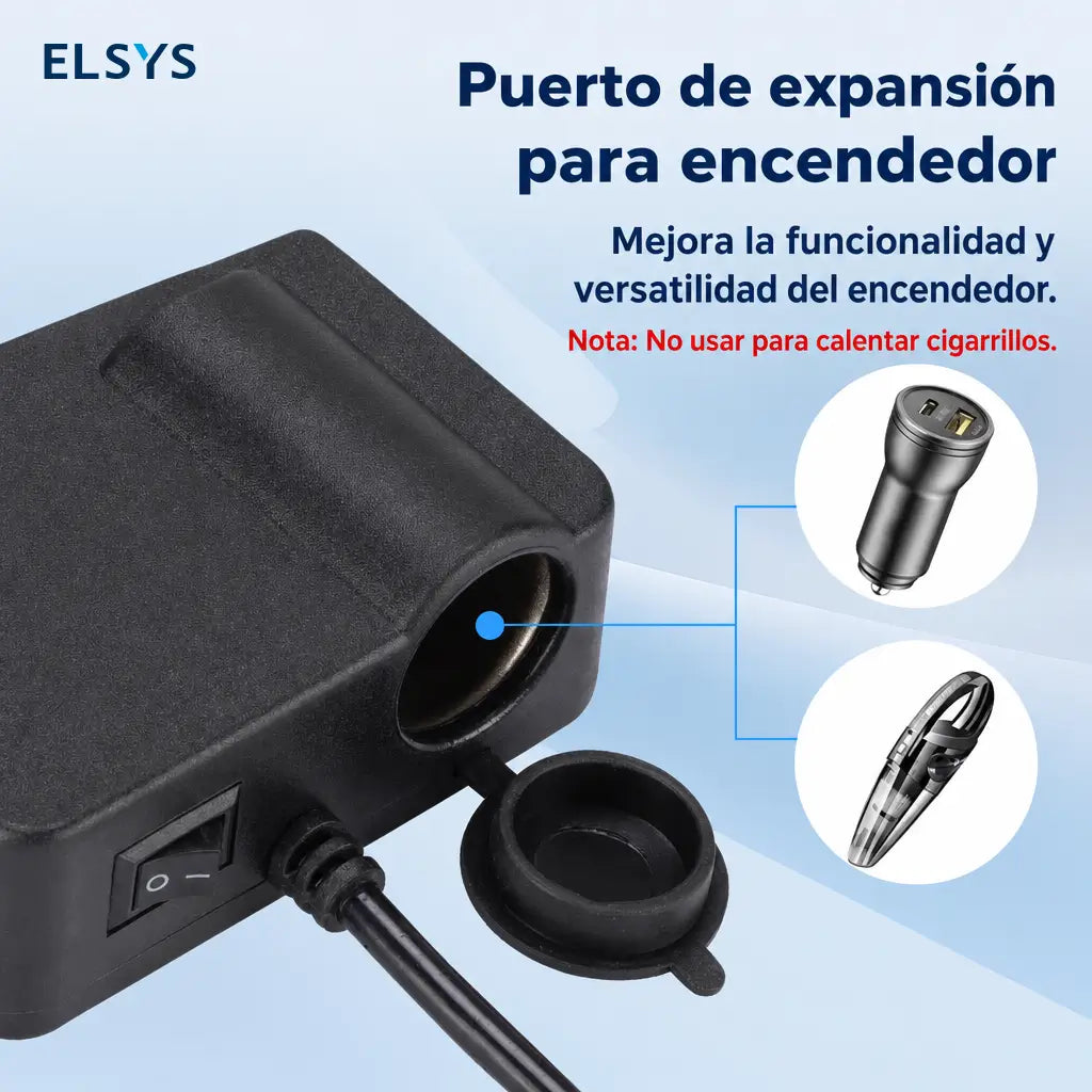 Inversor compacto para auto 12V-24V a 220V con carga rápida QC3.0 y pantalla, para celulares, tablets y laptops en viajes