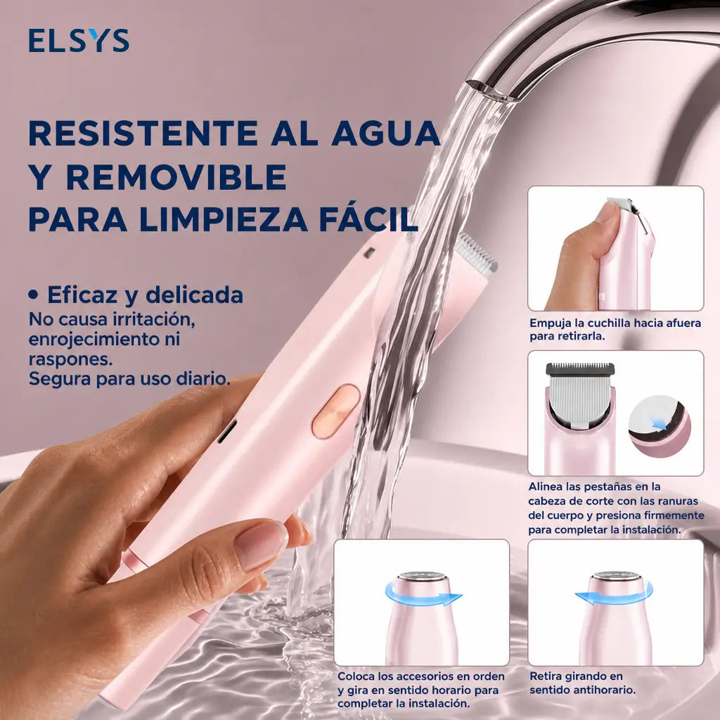 Rasuradora eléctrica 2 en 1 para bikini, rostro, axilas y piernas, recargable IPX7 para piel sensible en seco o ducha femenino