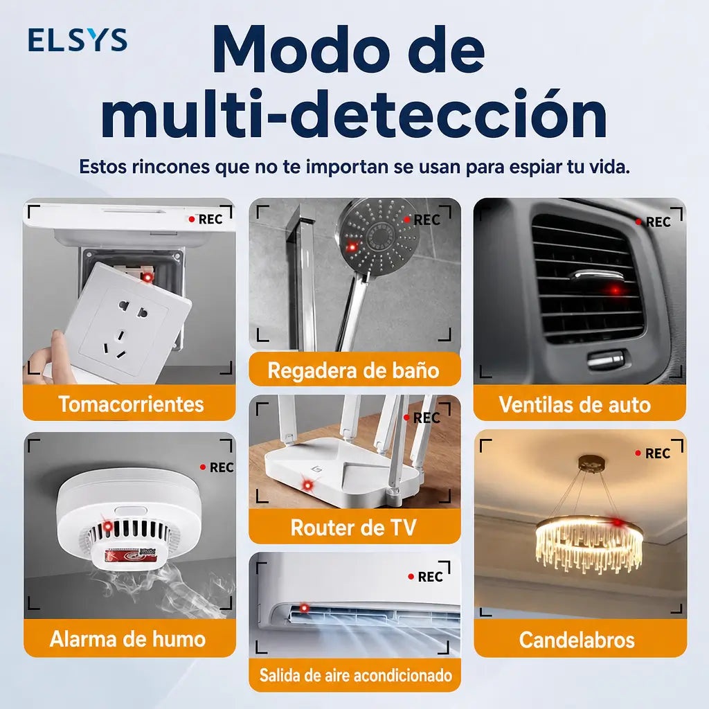 Detector portátil de cámaras ocultas, rastreadores GPS y señales RF con antena extensible para viajes, hotel, oficina, auto y uso diario