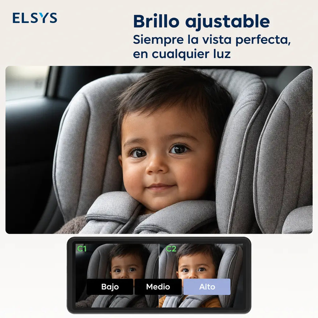 Monitor dual para bebé en auto con pantalla 7.2” 1080P, visión nocturna y vista dividida para dos niños en viajes familiares