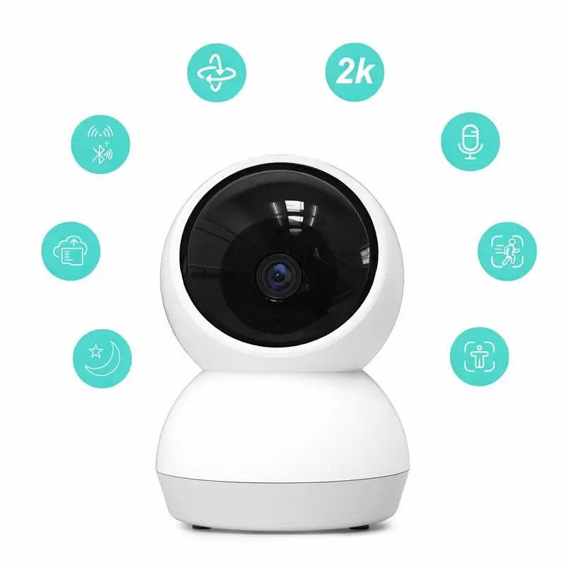 Cámara de Seguridad WiFi 6 2K Doble Banda 2.4G/5G, Monitor 3MP para Interiores, 360° Pan/Tilt, Detección de Humanos, Compatible con Alexa