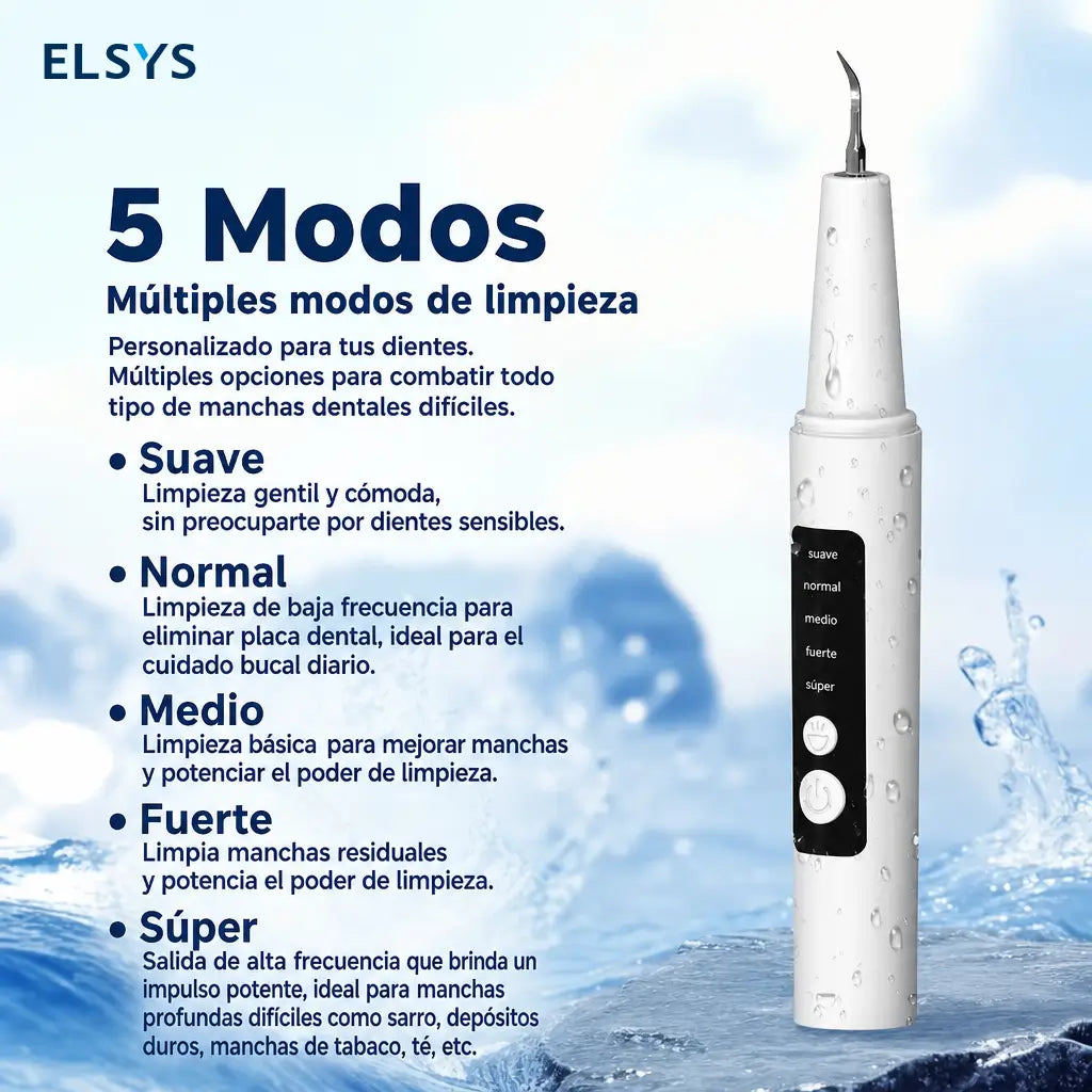Raspador dental ultrasónico con vibración magnética, luz LED y cabezales reemplazables para higiene bucal diaria contra placa y sarro adultos