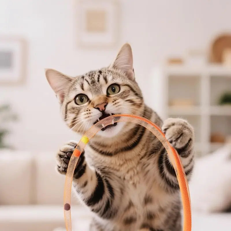Juguete Interactivo para Gato con Sensor de Movimiento y Sonido de Pajarito, Pelota Inteligente Recargable con Diseño de Granada y Cola de Malla para Gatitos y Gatos Adultos, 7.6 cm