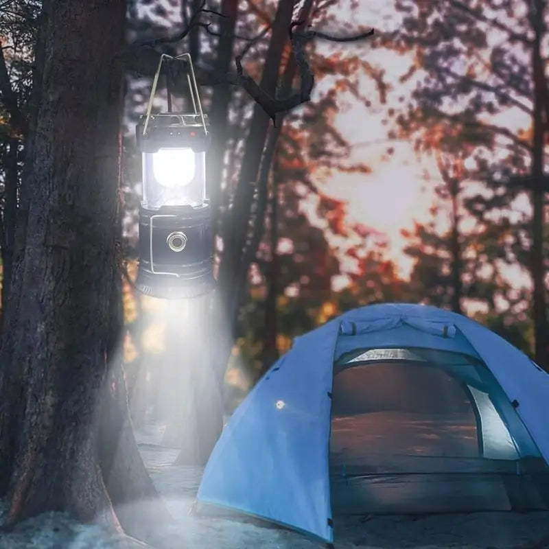 Paquete de 4 Lámparas LED de Camping Plegables y Portátiles, Impermeables, Recargables con Energía Solar y USB, Linterna para Emergencias en Interiores y Exteriores