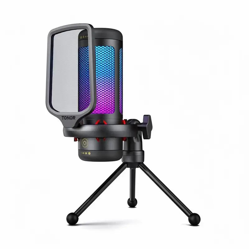 Micrófono de Condensador USB Cardioide con Iluminación RGB Ajustable para Gaming, Transmisión en Vivo, PS4/5, PC, Kit de Grabación de Audio para Podcast