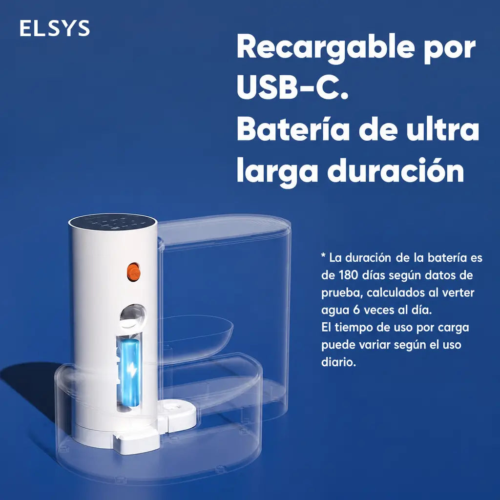 Fuente de agua automática para gatos y perros pequeños, 3.5 L, inalámbrica con tazón de acero y autorrelleno inteligente sin filtros