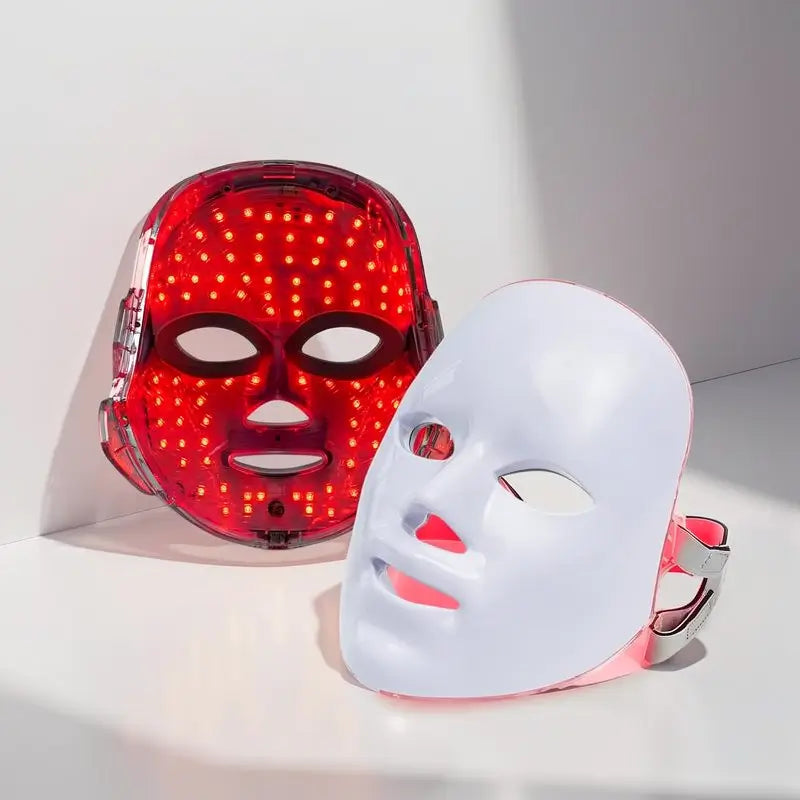 Máscara de Terapia de Luz Roja, LED de 7 Colores para Fotorejuvenecimiento, Cuidado Facial Diario, Carga Inalámbrica, Regalo Ideal para Mujer, Cuidado de la Piel para Otoño e Invierno