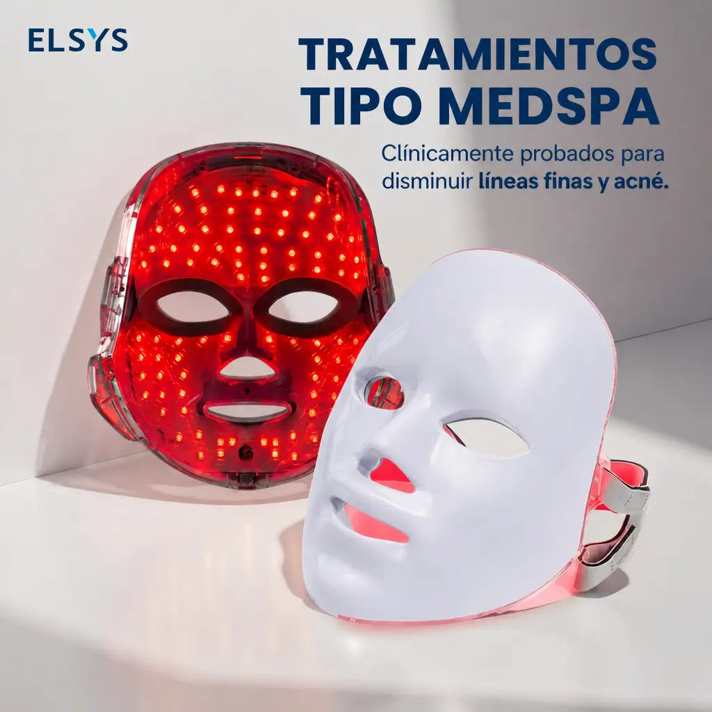 Mascarilla facial LED de fototerapia 7+1 colores con 90 luces y carga inalámbrica para rutina de skincare diaria práctica