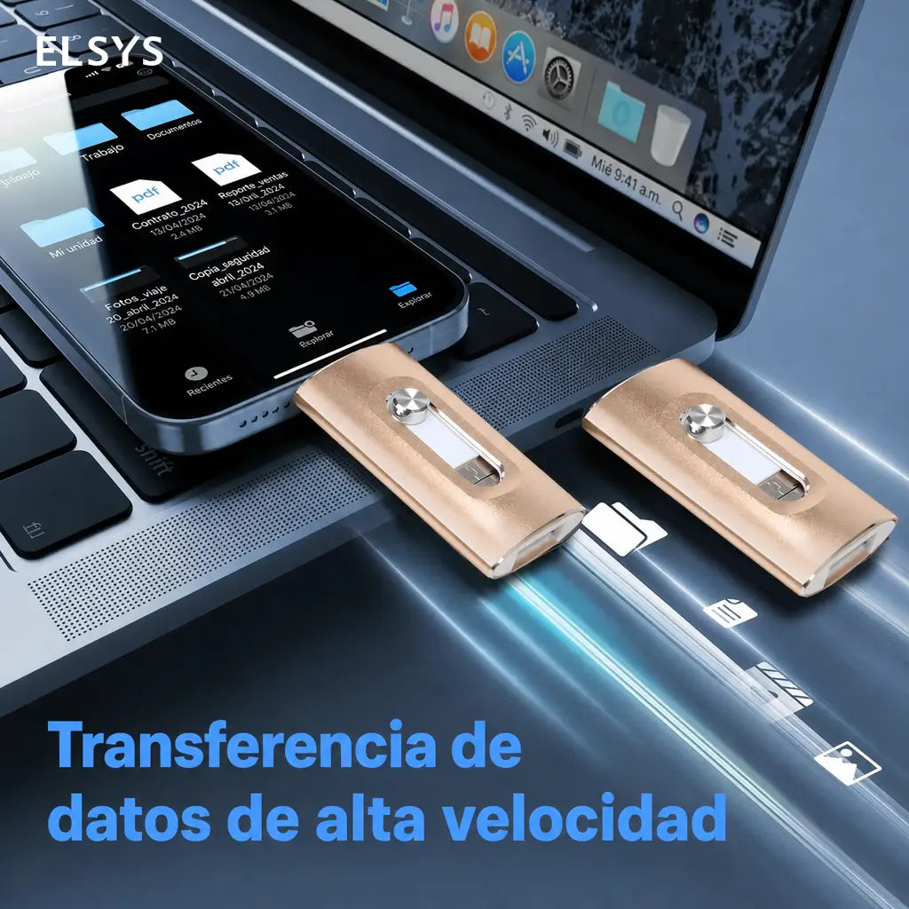 Memoria externa 128GB para iPhone y Android con transferencia USB 3.0, –  Elsys México