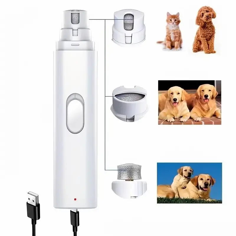 Lima de Uñas Eléctrica para Perros y Gatos, Pulidor de Uñas Inalámbrico para Mascotas, Cortauñas Automático