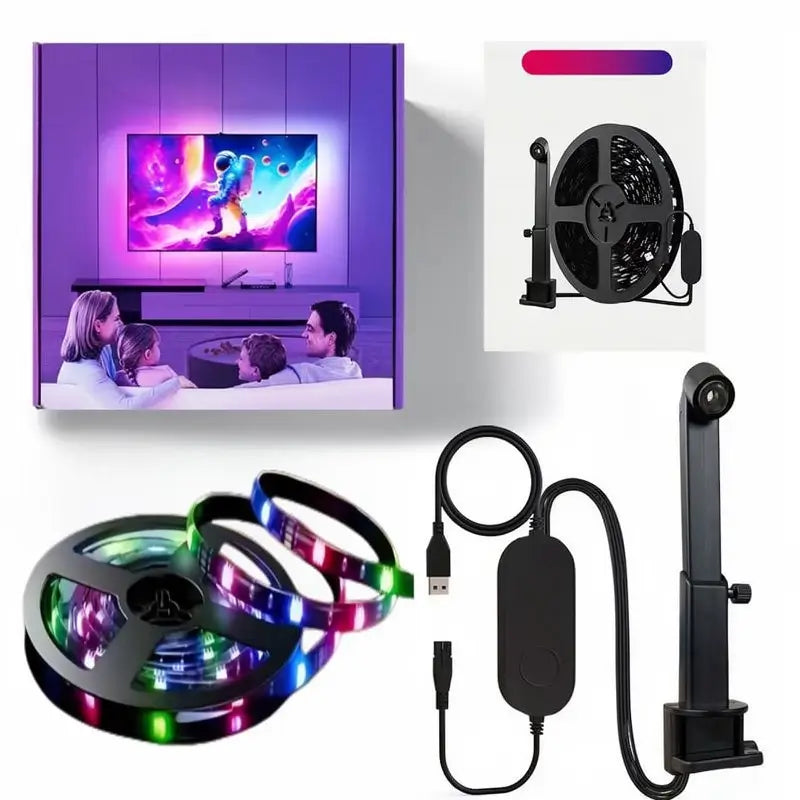 Tira de Luces LED para Smart TV de 55-65 Pulgadas, Retroiluminación LED RGB con Sincronización de Música USB, Múltiples Modos de Escena, Ideal para Gaming y Entretenimiento
