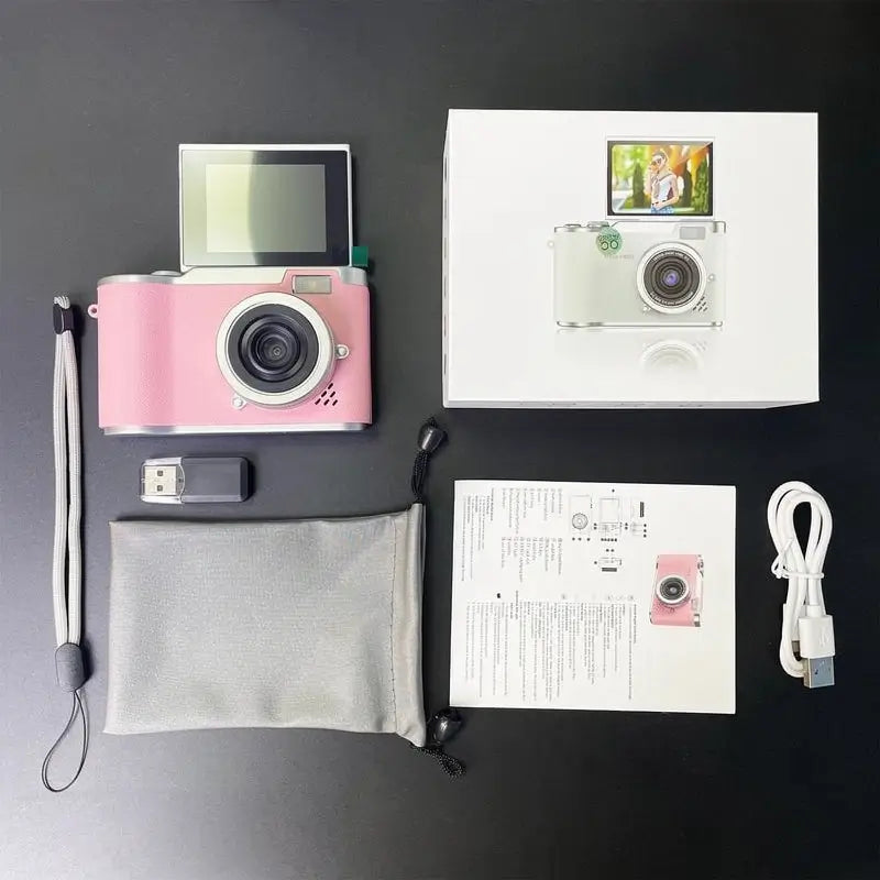 Cámara Digital Retro CCD para Estudiantes, Pantalla Plegable 1080P, Mini Cámara Fotográfica con Juegos y Filtros, Zoom Digital