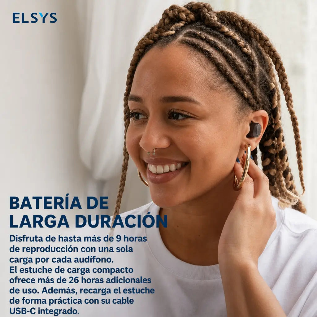 Audífonos Bluetooth true wireless con 35+ horas de batería, controles táctiles y ecualizador para celular, casa y oficina