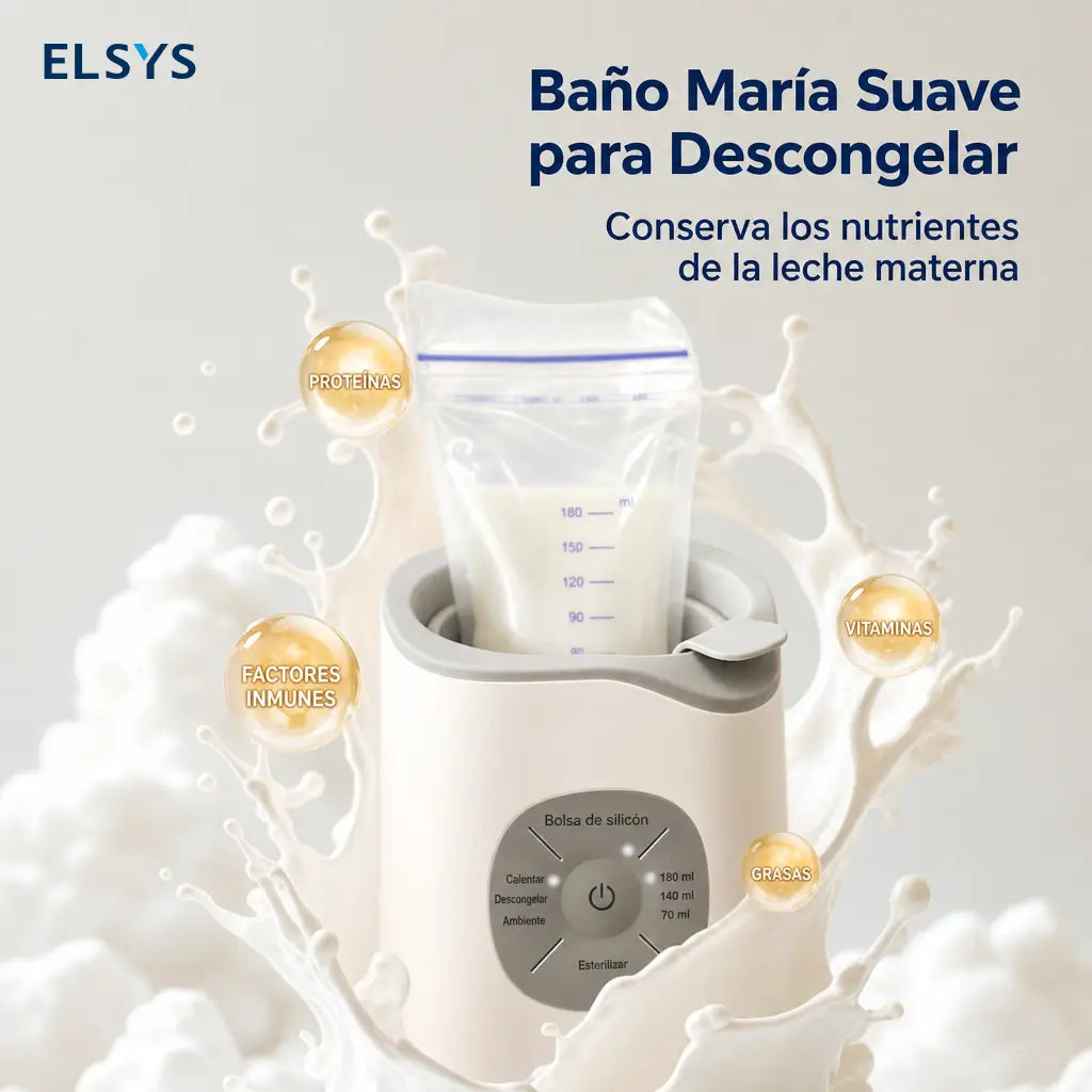 Calentador de biberones con baño María suave y esterilizador para descongelar leche materna, fórmula y papillas del bebé sin complicaciones diarias