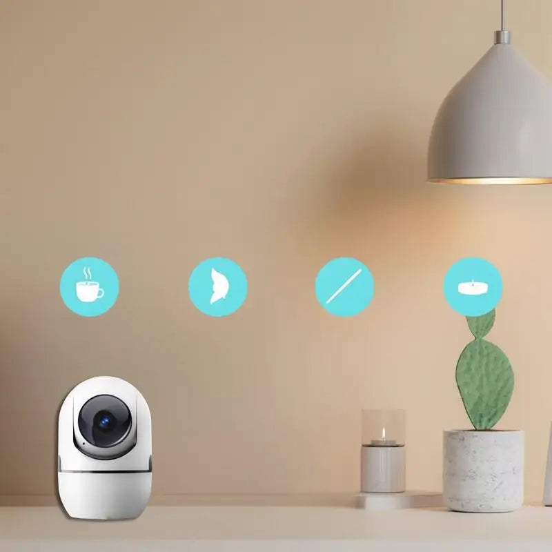 Cámara de Seguridad WiFi Inteligente 2MP/3MP con IA, Giro e Inclinación, Detección de Humanos, Audio de 2 Vías, Visión Nocturna IR, IP64, Blanca