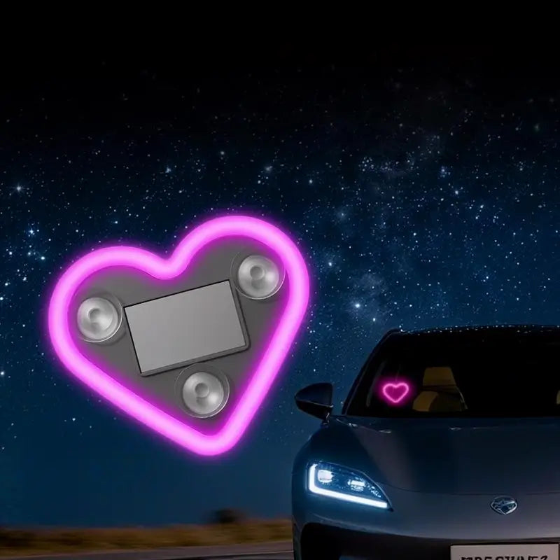 Luz LED Solar de Neón en Forma de Corazón para Pilar C, Decoración Inalámbrica para Interior de Auto, 9.57mm x 8.42mm x 15.36mm, Diseño Moderno