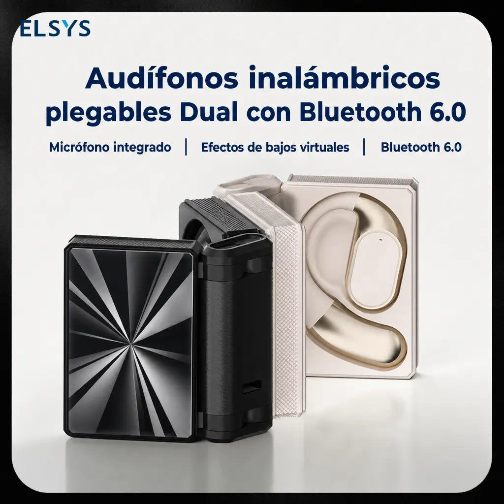 Audífonos inalámbricos open-ear Bluetooth 6.0 con gancho ergonómico, ENC y batería de 100 h para deporte, trabajo y viaje