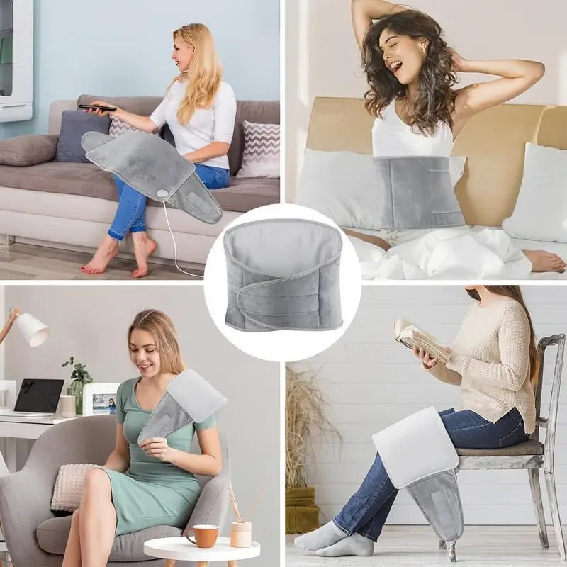 Almohadilla Térmica Eléctrica para Cintura - 9 Niveles de Calor y 4 Ajustes de Temporizador - Cojín Térmico Ajustable para Espalda, Cólicos, Abdomen y Hombros - Enchufe de Reino Unido