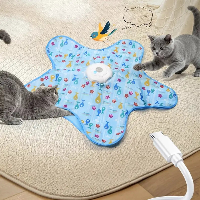 Juguete Interactivo para Gatos con Pluma de Movimiento Aleatorio, Juguete de Escondite Recargable para Gatos Aburridos, Ejercicio en Casa y Alivio del Aburrimiento para Todas las Razas