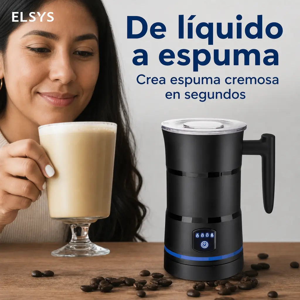 Espumador de leche compacto y silencioso con calentamiento para preparar lattes, capuchinos, chocolate caliente y bebidas en oficina sin complicaciones diarias