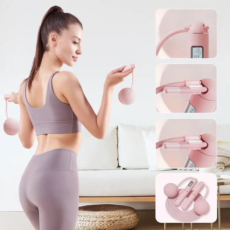 Cuerda para Saltar Inalámbrica con Contador Digital Pantalla LED de Alta Precisión con Opción de Pesas para Ejercicio en Casa Mujer