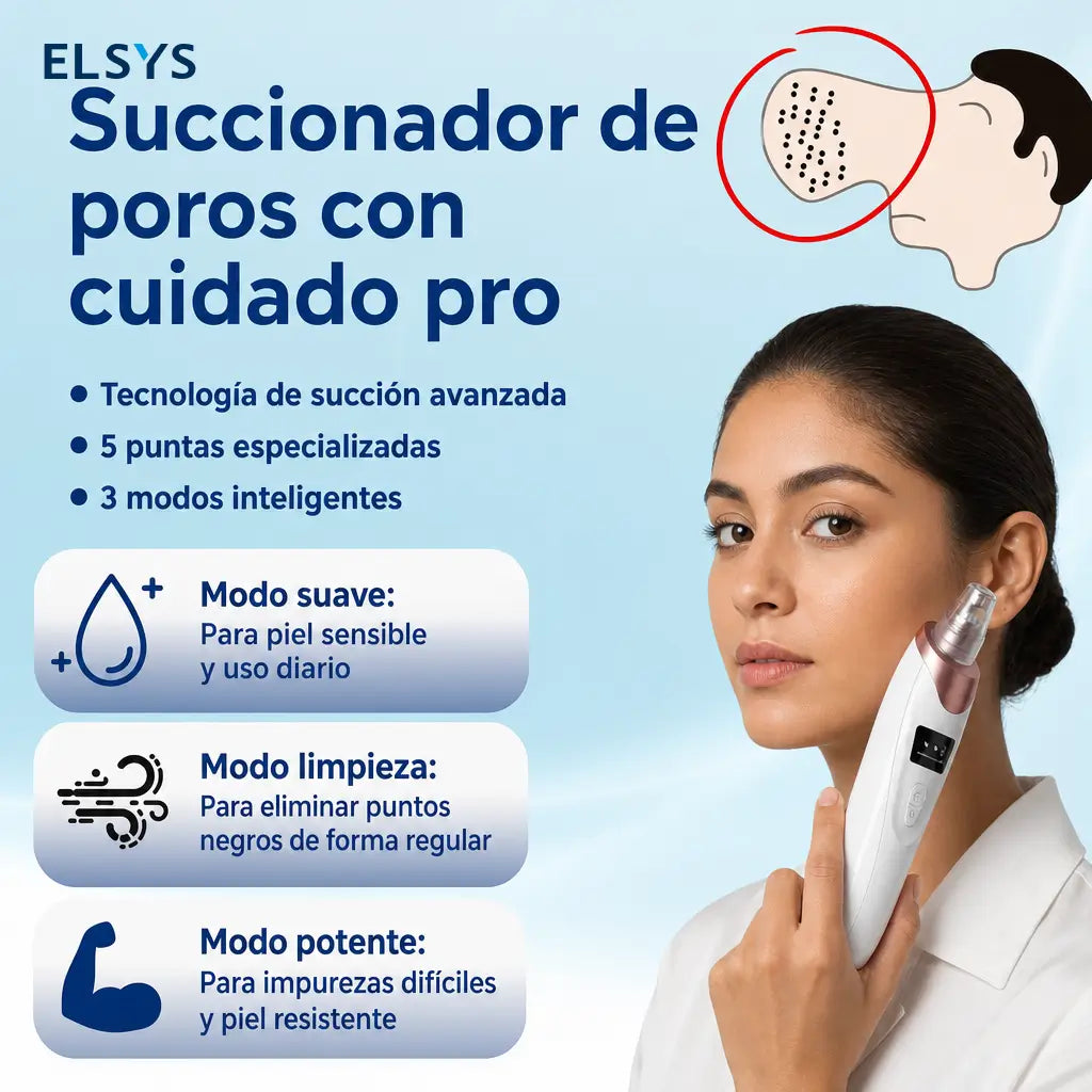 Aspirador de puntos negros recargable USB con 3 niveles de succión para limpieza facial profunda en casa o de viaje