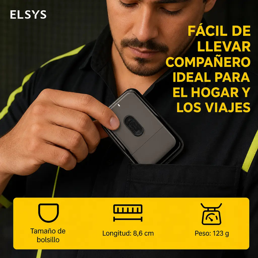 Máquina de afeitar compacta recargable con malla ultrafina 0.05 mm, recortador de patillas y estuche para llevar en bolsillo durante viajes