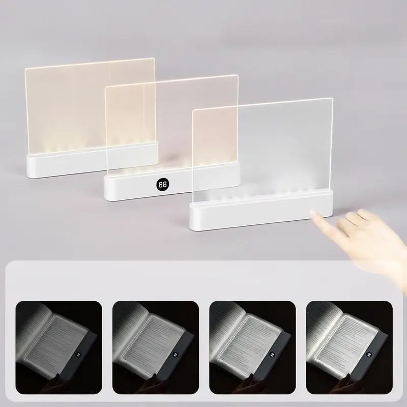 Lámpara de Lectura Plana LED Recargable con Temporizador, Panel de Luz para Leer en la Cama, Lámpara de Página Completa Atenuable, Regalo Original para Lectores