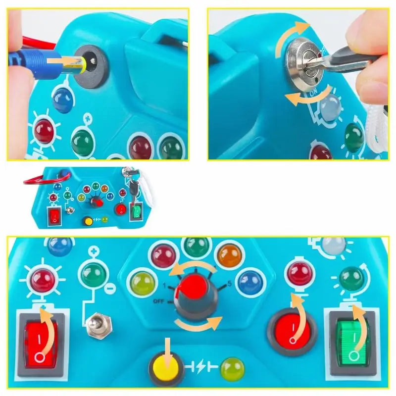 Tablero Sensorial Montessori con 8 Interruptores de Luz LED, Juguete de Viaje de Aprendizaje Visual y Regalo Educativo