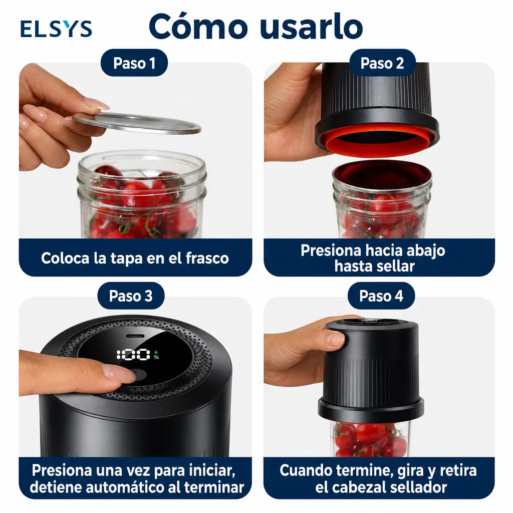 Kit sellador al vacío eléctrico para frascos Mason de boca ancha y regular, bolsas y botellas, conservación automática de alimentos en casa