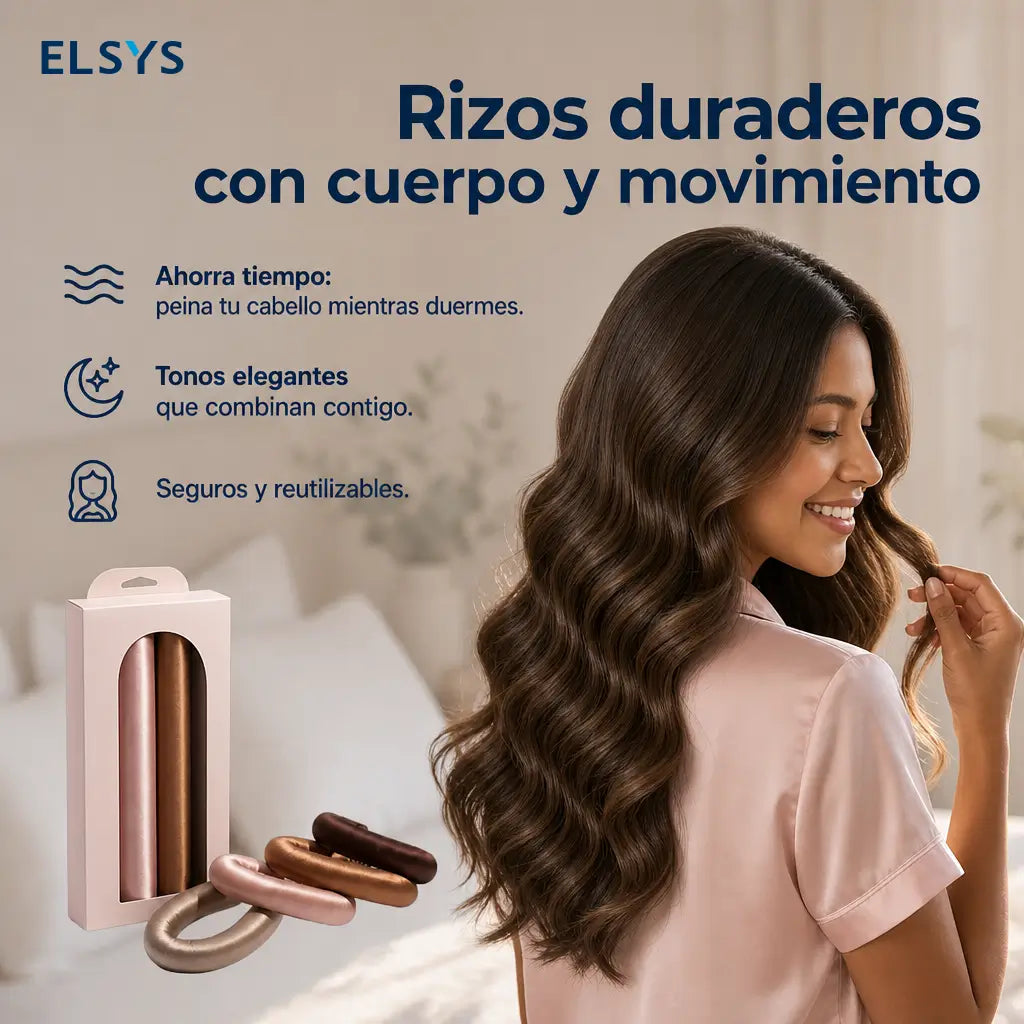Rulos satinados sin calor jumbo flexibles de 4 piezas para ondas suaves y rizos grandes mientras duermes sin maltratar el cabello