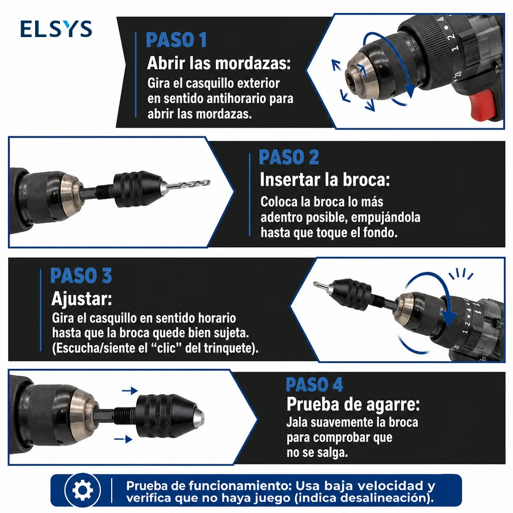 Adaptador de mandril sin llave 1/4" hexagonal de cambio rápido, set de 2 para taladros de impacto y herramientas eléctricas compatibles