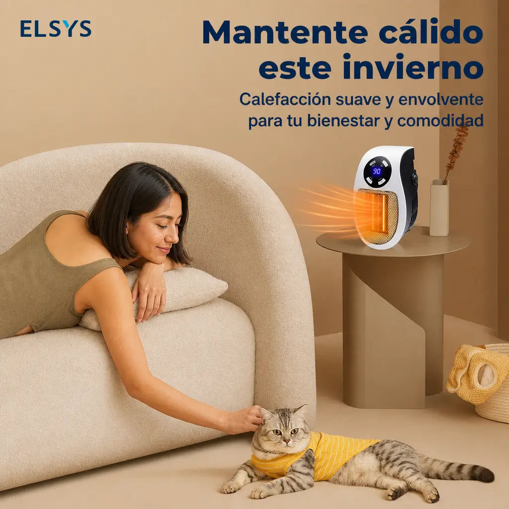 Mini calefactor enchufable con pantalla LED, temporizador ajustable y control remoto para mantener cálidos baños y cuartos de mascotas en espacios pequeños