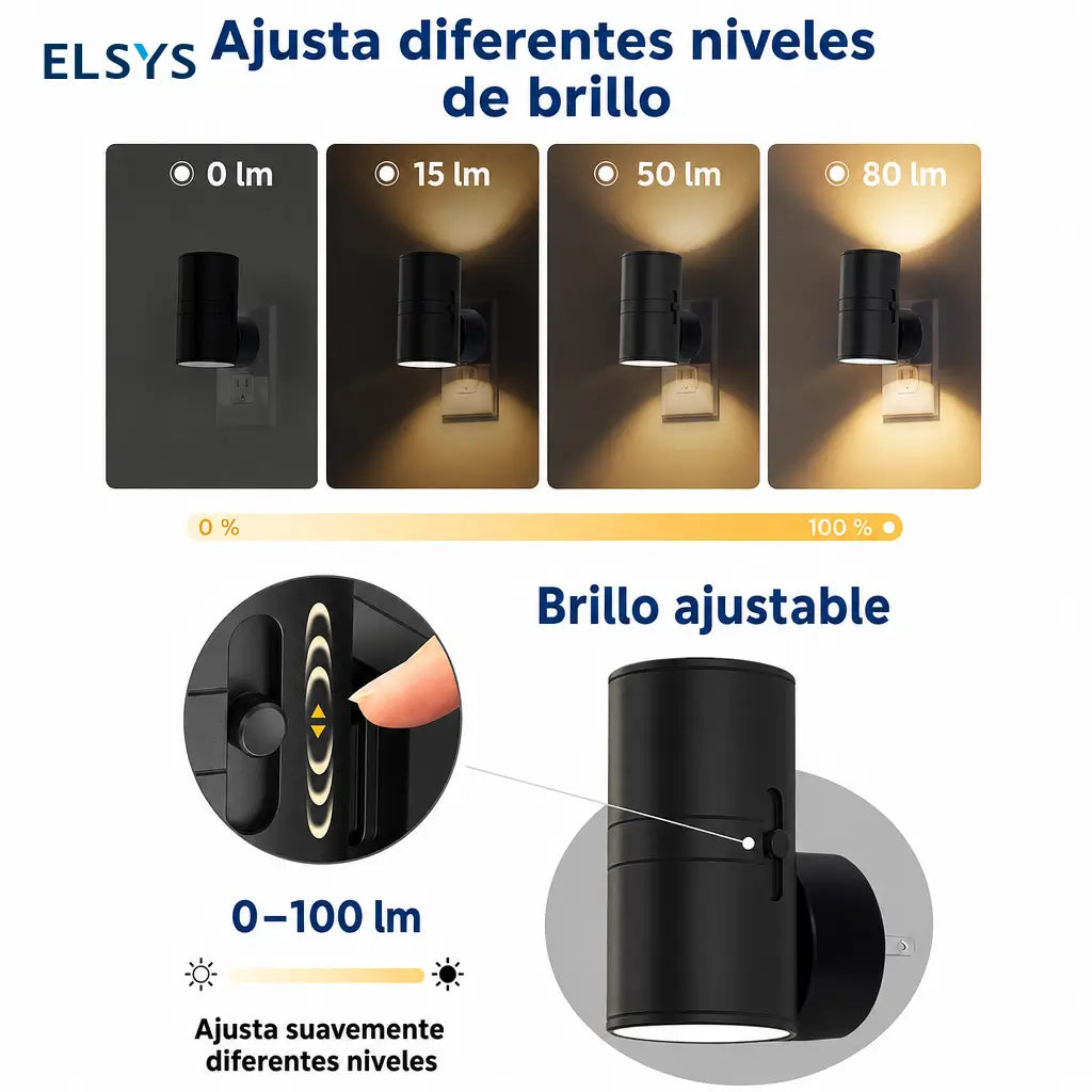 Set de 2 luces nocturnas LED enchufables con sensor automático y brillo ajustable para pasillos, recámaras y baño de tu casa