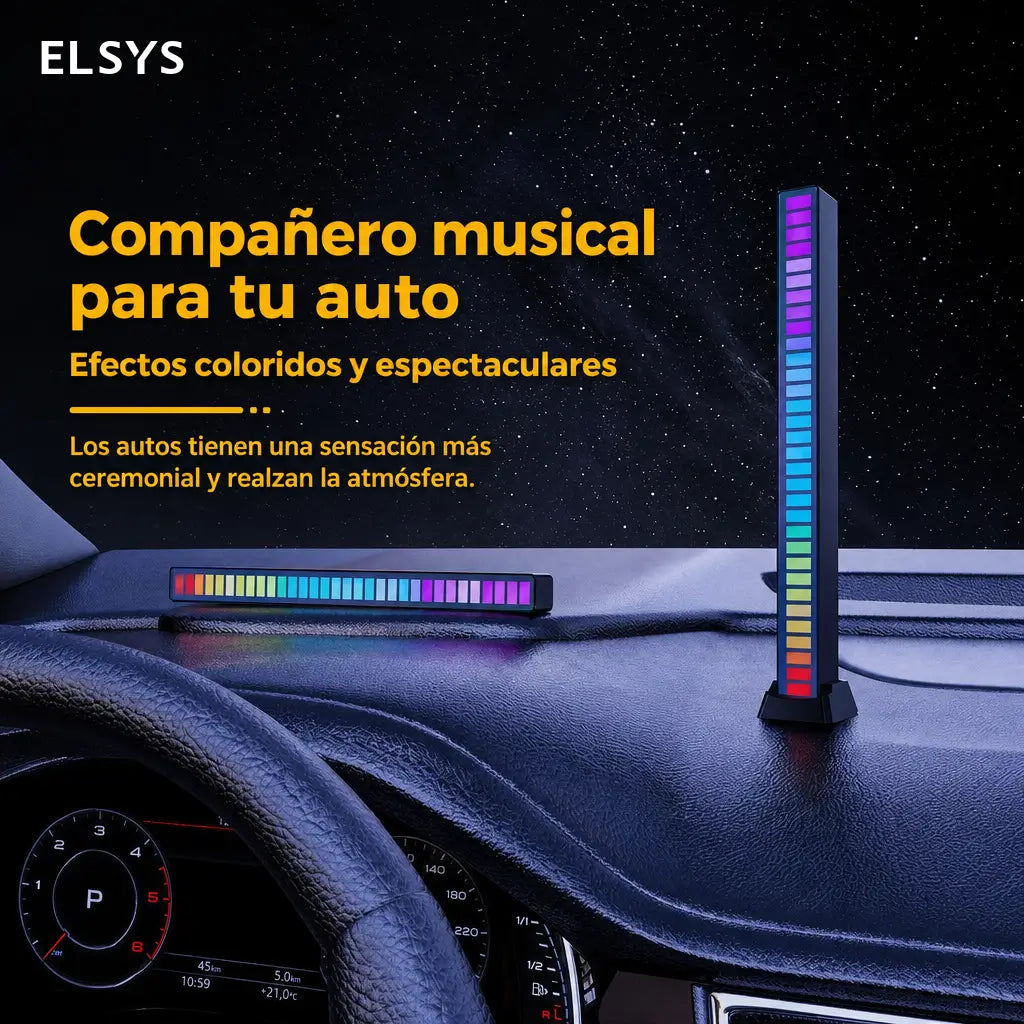 Luz LED RGB rítmica con control por app y USB-C para gaming, fiestas, auto y escritorio con sonido sincronizado portátil recargable