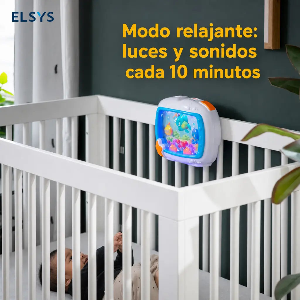 Proyector musical para cuna con luces tenues, sonidos del mar y control remoto, ideal para rutina de sueño de bebés recién nacidos