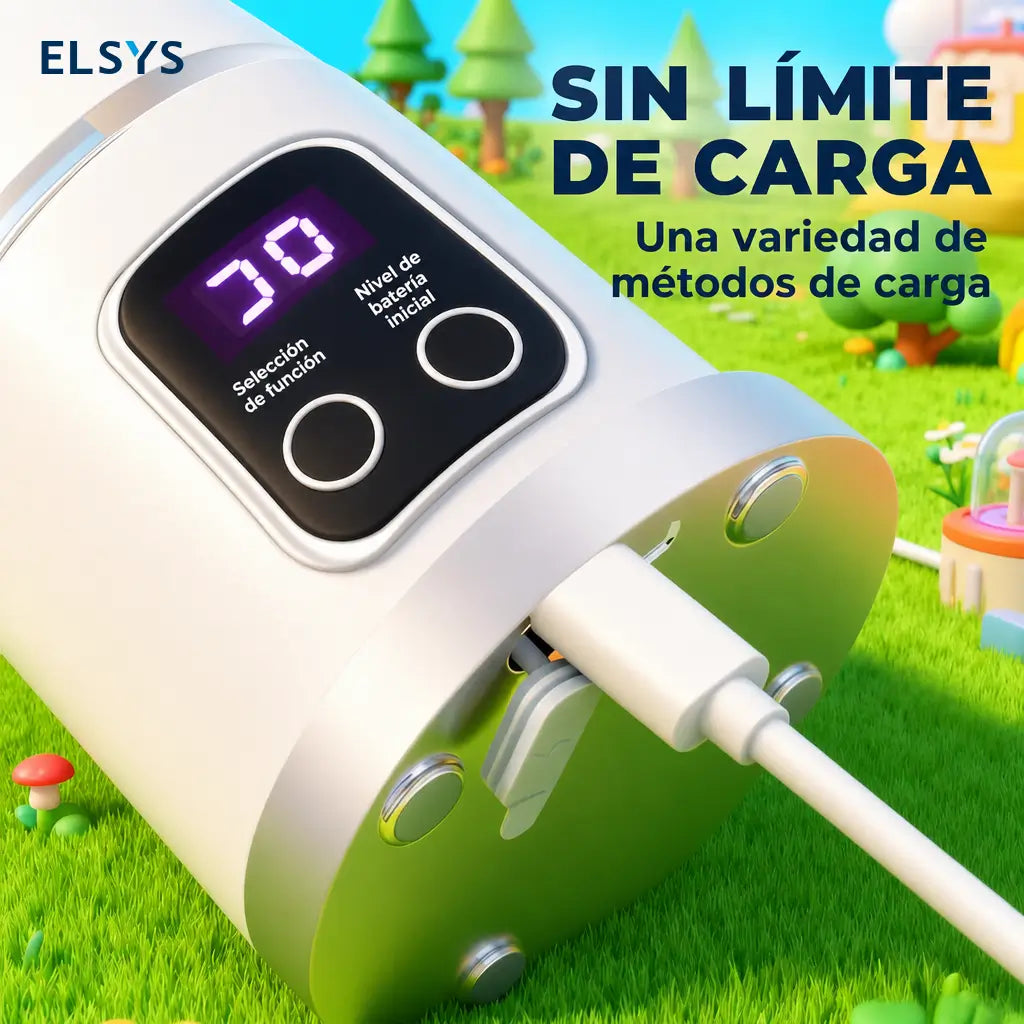 Licuadora portátil recargable USB con pantalla digital y diseño antifugas para smoothies, jugos y papillas en viajes y gimnasio